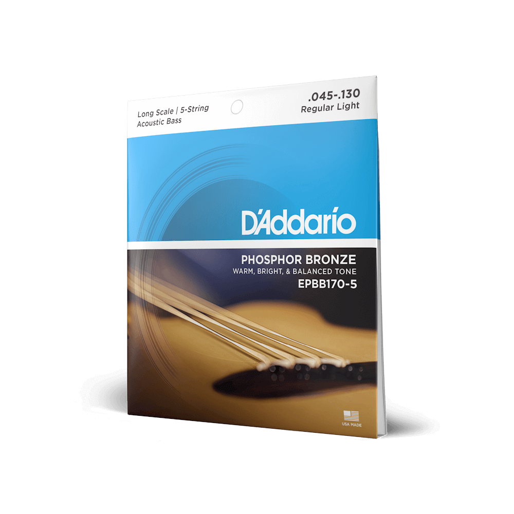 D'Addario - Vanlig lätt långskalig akustisk bas (5 strängar)