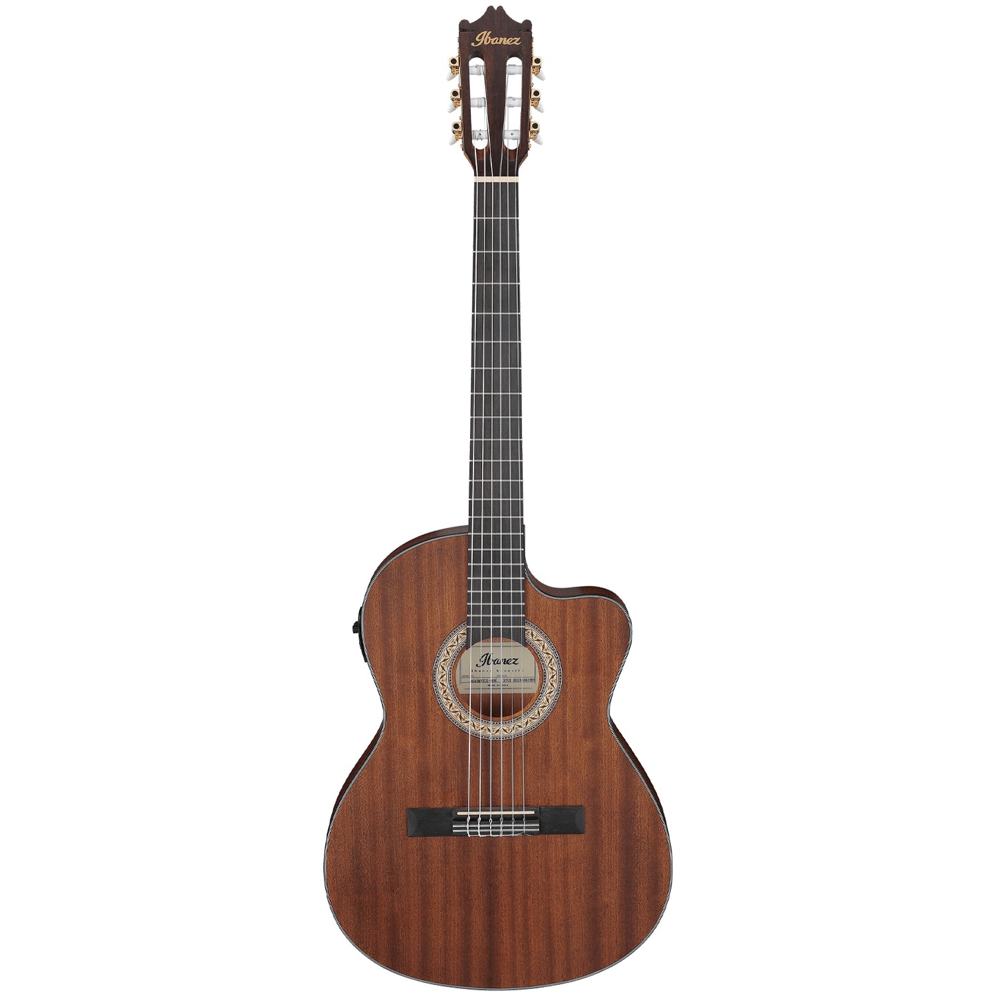 Klassisk nylonsträngad gitarr med cutaway och mikrofon