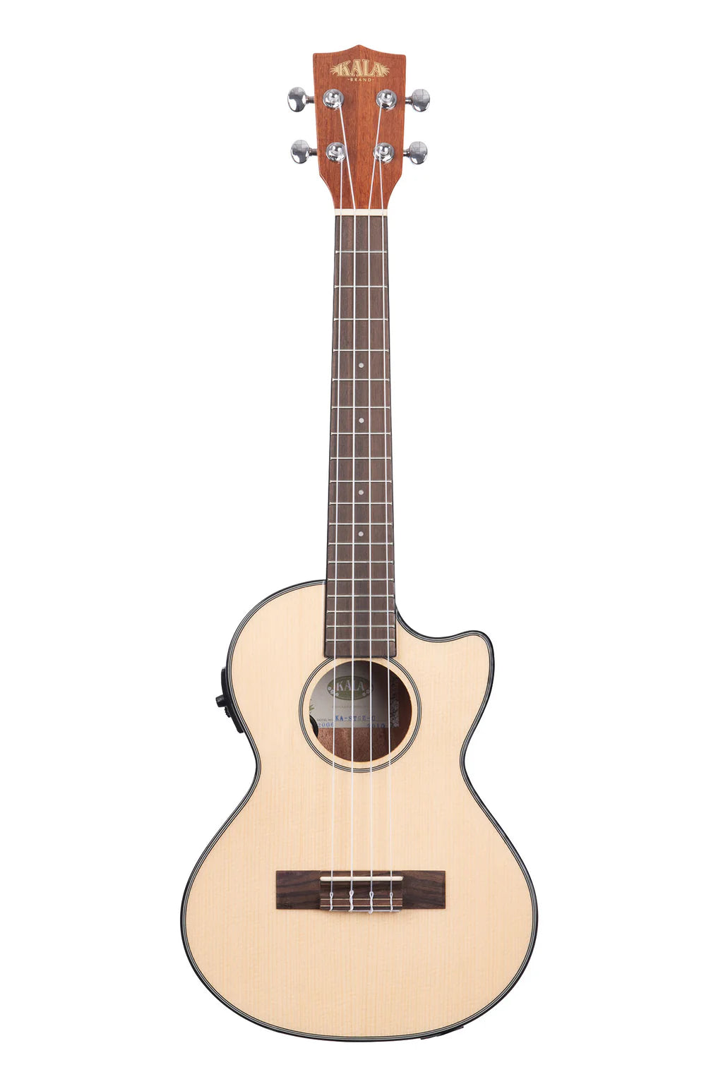 Tenorukulele med solid granlock, mahognykropp, cutaway och EQ