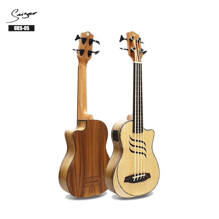 Ukulelebas med topp i gran