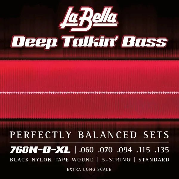 Black Nylon Tape Wound - Extra Long Scale - 5-strängad