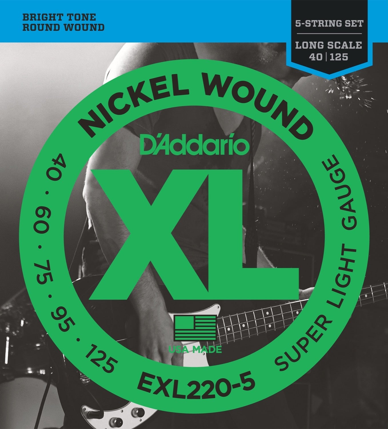 XL Nickel Wound – 5-strängat set – Long Scale