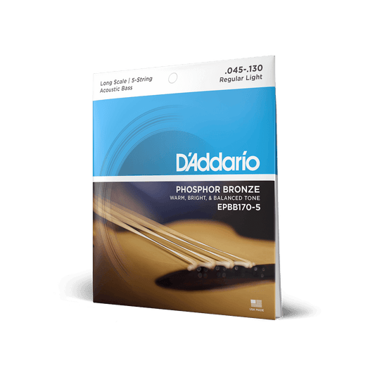 D'Addario - Vanlig lätt långskalig akustisk bas (5 strängar)